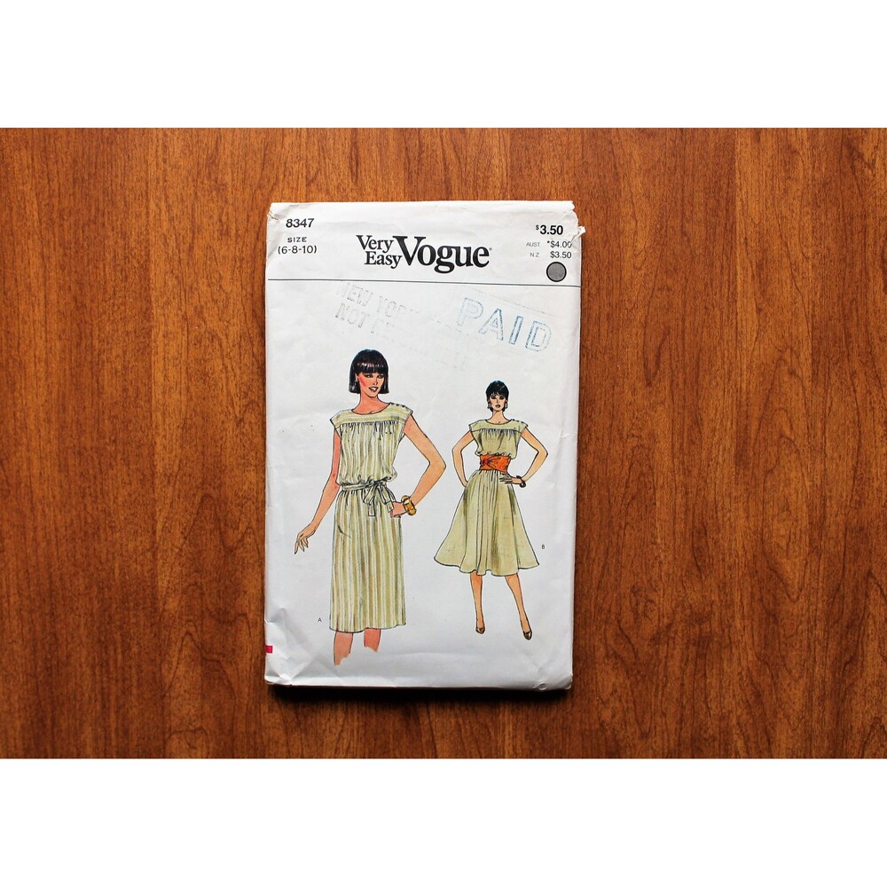 Vogue 8347 80s Vintage Sewing Pattern Pullover Dress Easy